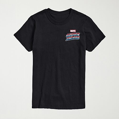Novelty Mens Crew Neck Short Sleeve Regular Fit Captain America Marvel Big and Tall Graphic T-Shirt, 3x-large Tall, Black