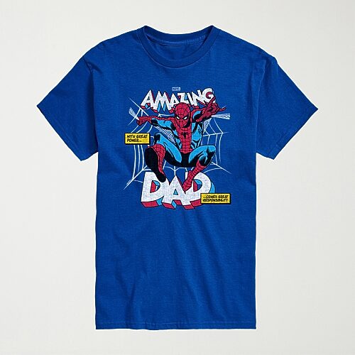 Novelty Mens Crew Neck Short Sleeve Regular Fit Marvel Spiderman Big and Tall Graphic T-Shirt, 2x-large Tall, Blue