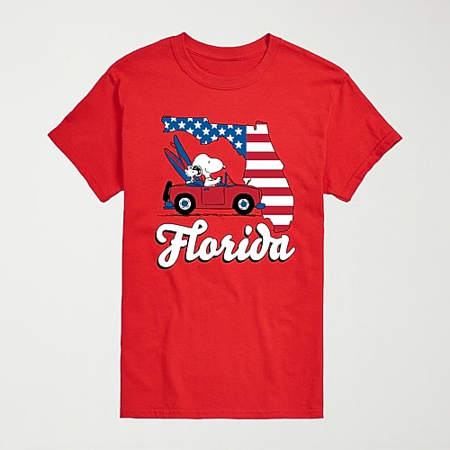 Novelty Mens Crew Neck Short Sleeve Regular Fit Peanuts Snoopy Big and Tall Graphic T-Shirt, X-large Tall, Red