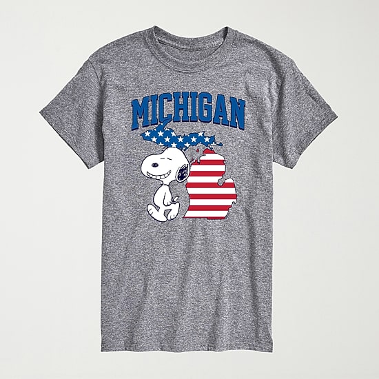 Novelty Mens Crew Neck Short Sleeve Regular Fit Peanuts Snoopy Big and Tall Graphic T-Shirt