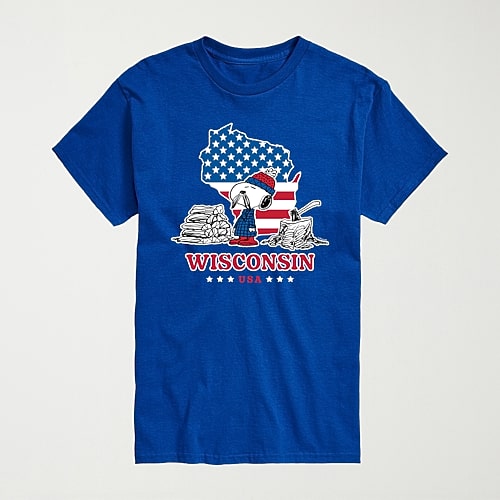 Novelty Mens Crew Neck Short Sleeve Regular Fit Peanuts Snoopy Big and Tall Graphic T-Shirt, 6x-large, Blue
