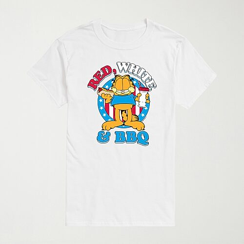 Novelty Mens Crew Neck Short Sleeve Regular Fit Garfield Big and Tall Graphic T-Shirt, 3x-large Tall, White