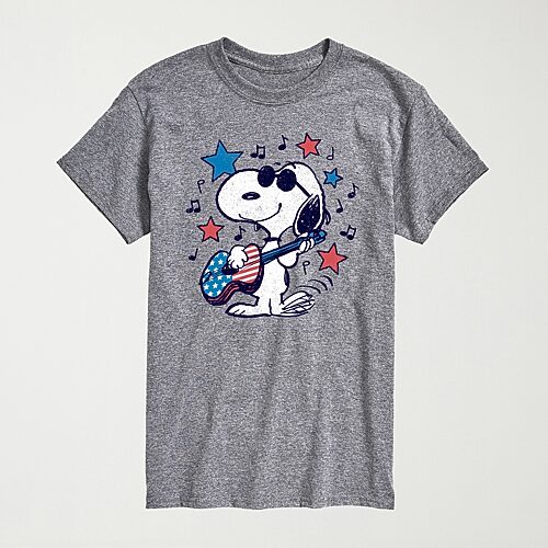 Novelty Mens Crew Neck Short Sleeve Regular Fit Peanuts Snoopy Big and Tall Graphic T-Shirt, X-large Tall, Gray