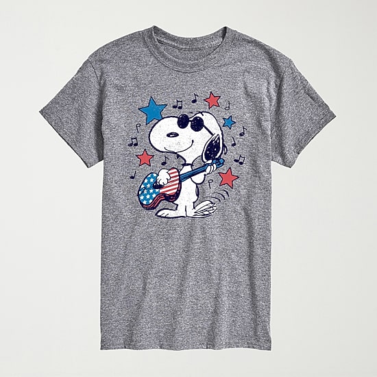 Novelty Mens Crew Neck Short Sleeve Regular Fit Peanuts Snoopy Big and Tall Graphic T-Shirt
