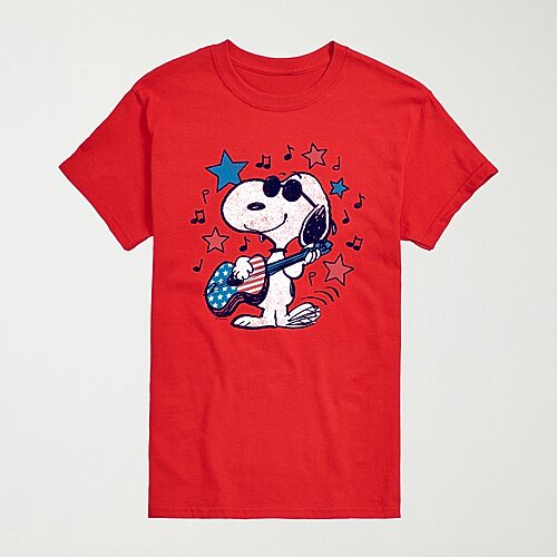 Novelty Mens Crew Neck Short Sleeve Regular Fit Peanuts Snoopy Big And Tall Graphic T-shirt In Red