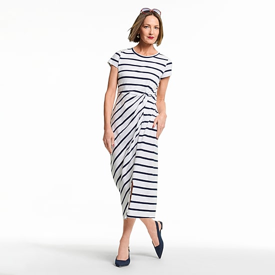 Liz Claiborne Womens Short Sleeve Midi T-Shirt Dress
