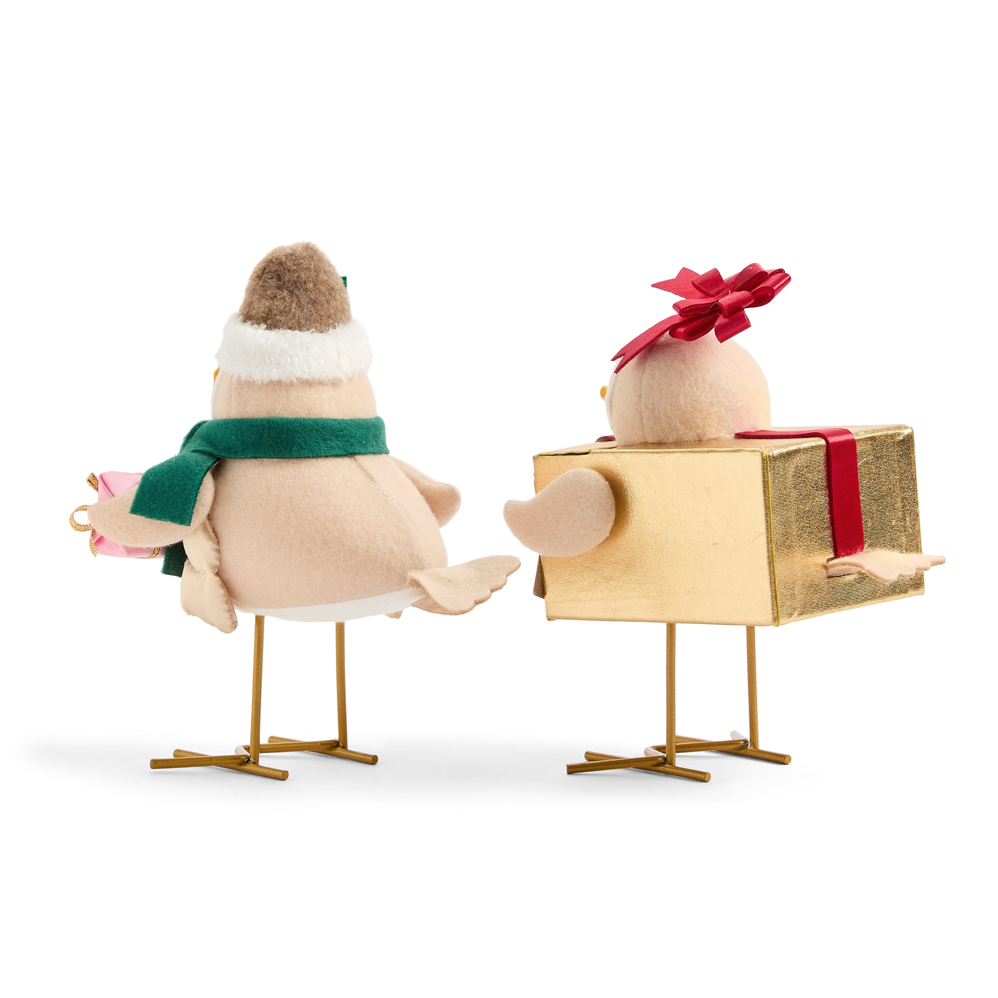 North Pole Trading Co. Present And Puffer Vest Birds Set 2-pc. Christmas Tabletop Decor
