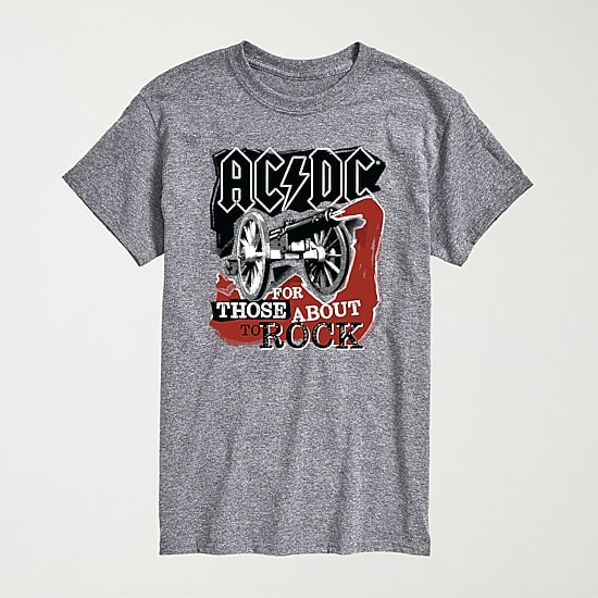 Novelty Mens Crew Neck Short Sleeve Regular Fit AC/DC Graphic T-Shirt