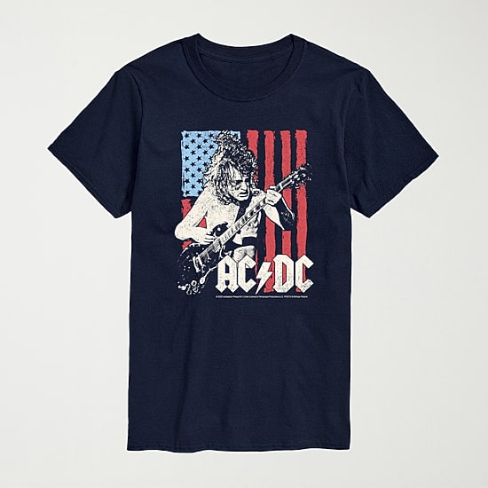 Novelty Mens Crew Neck Short Sleeve Regular Fit AC/DC Graphic T-Shirt