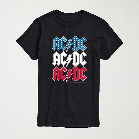 Novelty Mens Crew Neck Short Sleeve Regular Fit AC/DC Graphic T-Shirt