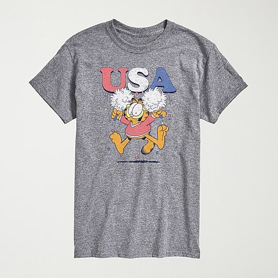 Novelty Mens Crew Neck Short Sleeve Regular Fit Garfield Graphic T-Shirt