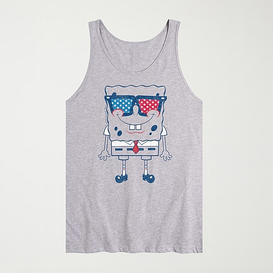 Novelty Mens Crew Neck Short Sleeve Spongebob Tank Top