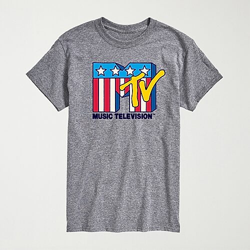 Novelty Mens Crew Neck Short Sleeve Regular Fit MTV Graphic T-Shirt, Large, Gray