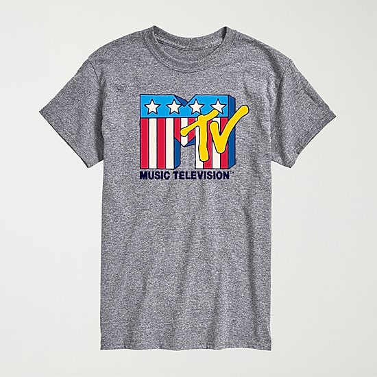 Novelty Mens Crew Neck Short Sleeve Regular Fit MTV Graphic T-Shirt
