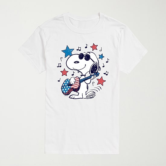 Novelty Mens Crew Neck Short Sleeve Regular Fit Peanuts Snoopy Graphic T-Shirt