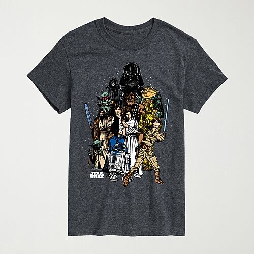 Novelty Mens Crew Neck Short Sleeve Regular Fit Star Wars Graphic T-Shirt, X-large, Gray