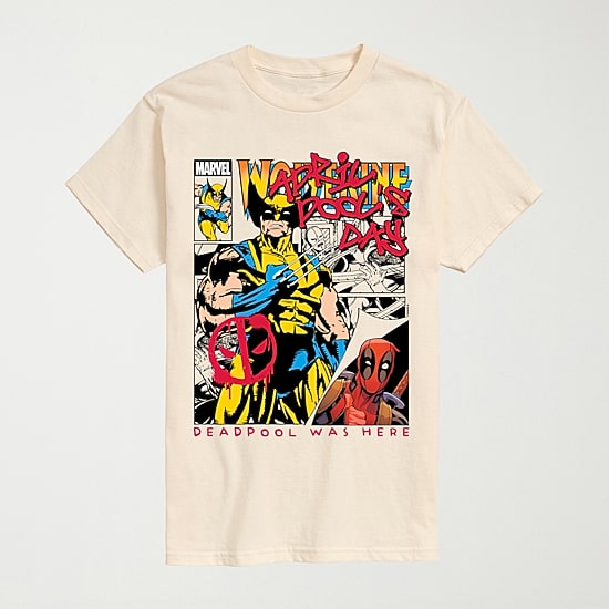 Novelty Mens Crew Neck Short Sleeve Regular Fit Deadpool Marvel Graphic T-Shirt