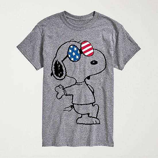 Novelty Mens Crew Neck Short Sleeve Regular Fit Peanuts Snoopy Graphic T-Shirt