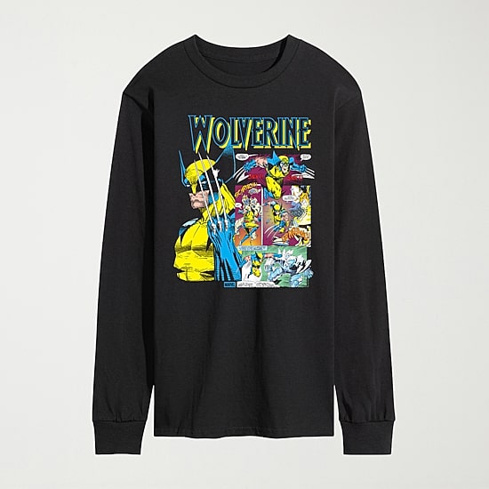 Novelty Mens Crew Neck Long Sleeve Regular Fit Marvel Graphic T-Shirt