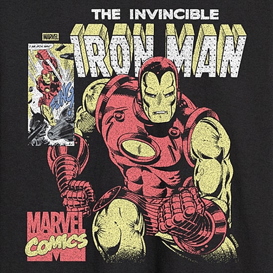 Novelty Mens Crew Neck Long Sleeve Regular Fit Iron Man Marvel Graphic T-Shirt