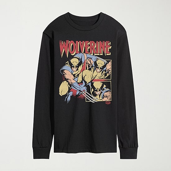 Novelty Mens Crew Neck Long Sleeve Regular Fit Marvel Graphic T-Shirt