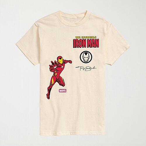 Novelty Mens Crew Neck Short Sleeve Regular Fit Iron Man Marvel Graphic T-Shirt, X-large, Beige