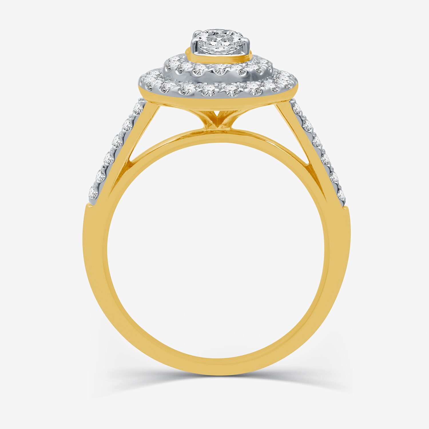 I Said Yes (H-I / I1) Womens 1 1/10 CT. T.W. Lab Grown White Diamond Sterling Silver or 14K Gold Over Pear Side Stone Halo Bridal Set