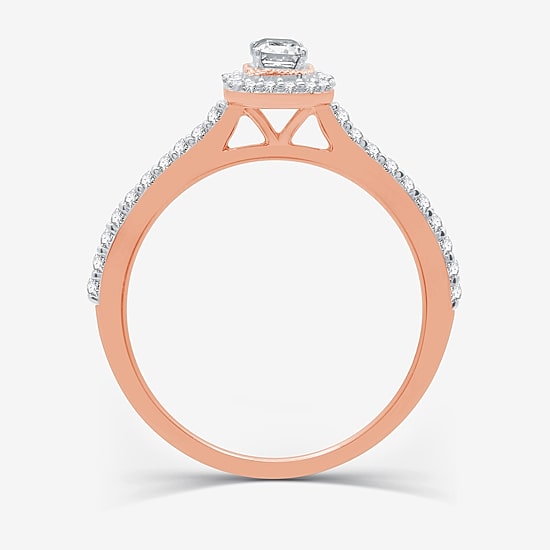 I Said Yes (H-I / I1) Womens 1/2 CT. T.W. Lab Grown White Diamond Sterling Silver or 14K Gold Over Silver Side Stone Halo Engagement Ring