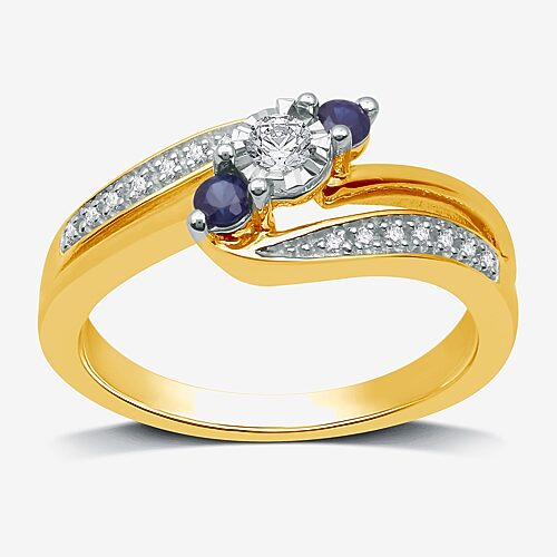 I Said Yes (H-I / I1) Womens 1/8 CT. T.W. Lab Grown White Diamond Sterling Silver or 14K Gold Over Silver Side Stone 3-Stone Engagement Ring, 8, Gold