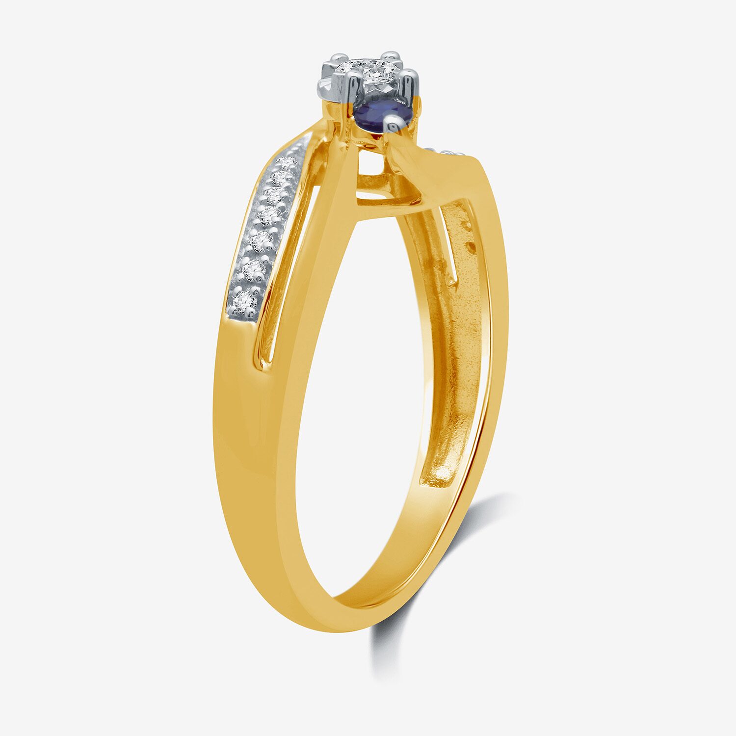 I Said Yes (H-I / I1) Womens 1/8 CT. T.W. Lab Grown White Diamond Sterling Silver or 14K Gold Over Side Stone 3-Stone Engagement Ring