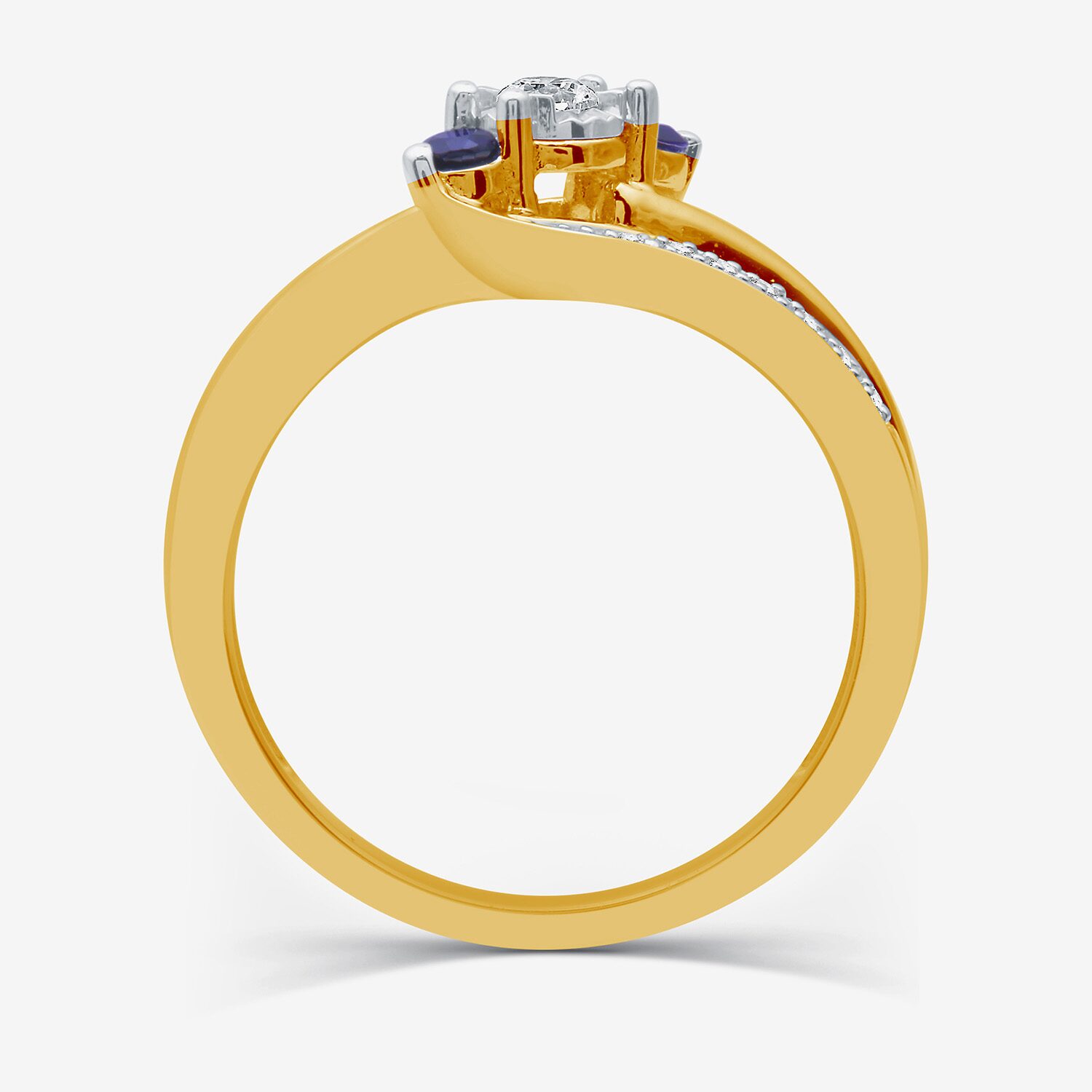 I Said Yes (H-I / I1) Womens 1/8 CT. T.W. Lab Grown White Diamond Sterling Silver or 14K Gold Over Side Stone 3-Stone Engagement Ring