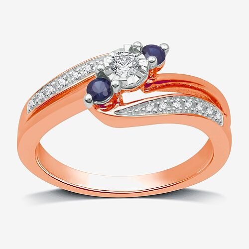 I Said Yes (H-I / I1) Womens 1/8 CT. T.W. Lab Grown White Diamond Sterling Silver or 14K Gold Over Silver Side Stone 3-Stone Engagement Ring, 8, Rose