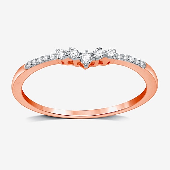 I Said Yes (H-I / I1) 1/10 CT. T.W. Lab Grown White Diamond Sterling Silver or 14K Gold Over Silver Curved Chevron Wedding Band