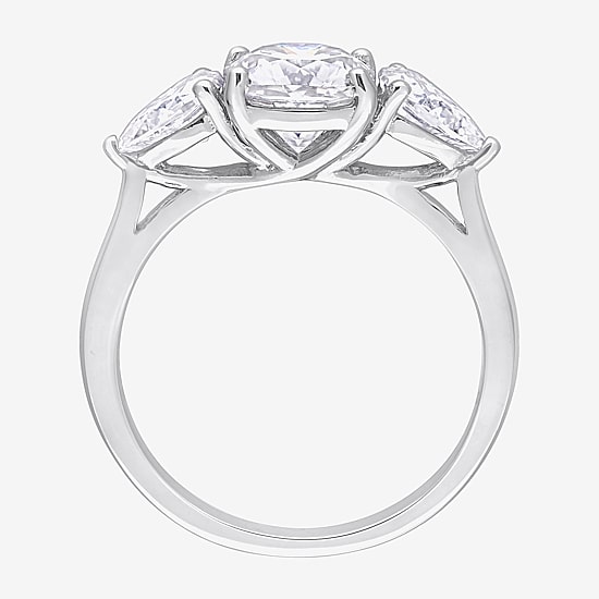 Womens 3 CT. T.W. Lab Created White Moissanite Sterling Silver 3-Stone Engagement Ring