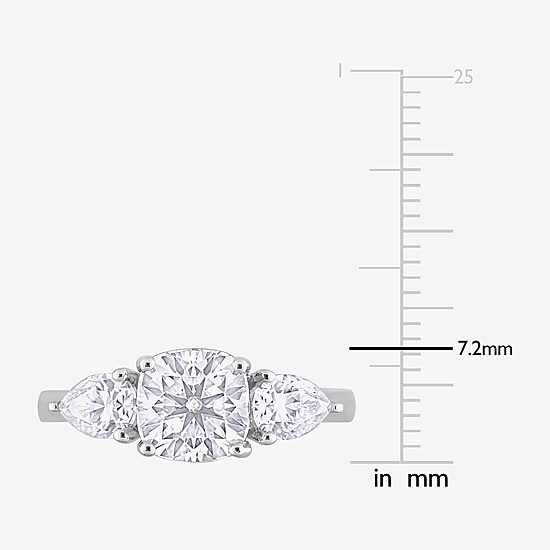 Womens 3 CT. T.W. Lab Created White Moissanite Sterling Silver 3-Stone Engagement Ring