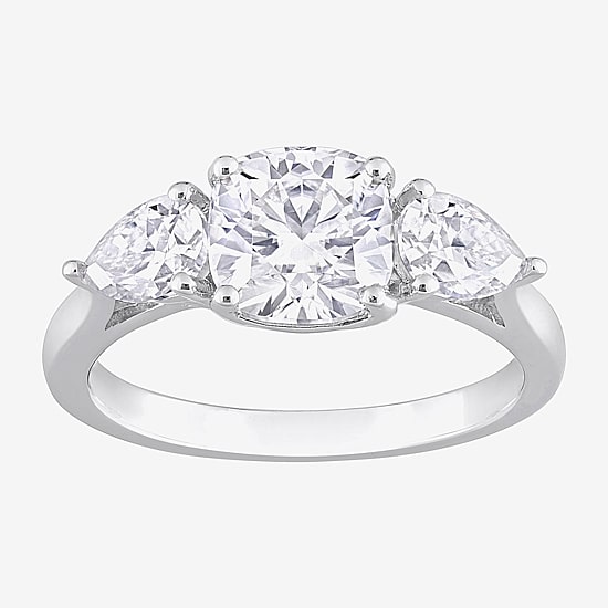 Womens 3 CT. T.W. Lab Created White Moissanite Sterling Silver 3-Stone Engagement Ring