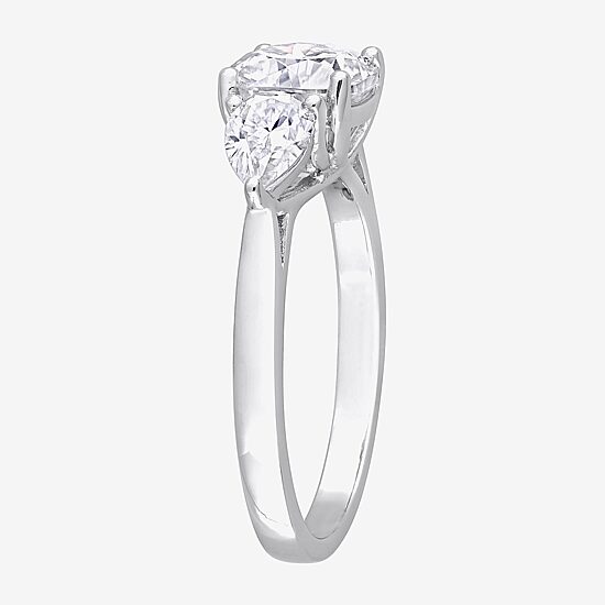 Womens 3 CT. T.W. Lab Created White Moissanite Sterling Silver 3-Stone Engagement Ring