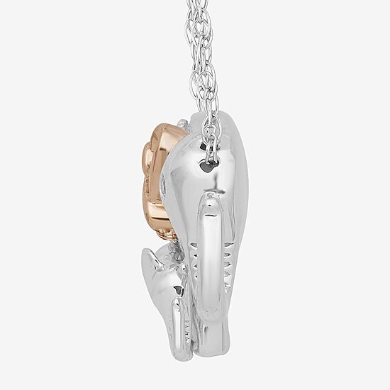 Hallmark Diamonds Mother And Baby Elephant Womens 1/8 CT. T.W. Natural White Diamond 14K Rose Gold Over Silver Sterling Silver Heart 18 Inch Pendant Necklace