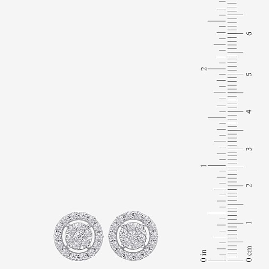 Diamond Blossom (G / Si2) 1 CT. T.W. Lab Grown White Diamond 10K Gold 6.1mm Round Stud Earrings