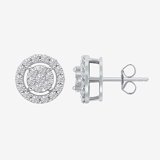 Diamond Blossom (G / Si2) 1 CT. T.W. Lab Grown White Diamond 10K Gold 6.1mm Round Stud Earrings