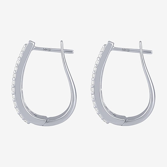 (G / Si2) Womens 1 1/2 CT. T.W. Lab Grown White Diamond 14K Gold 20.9mm Hoop Earrings