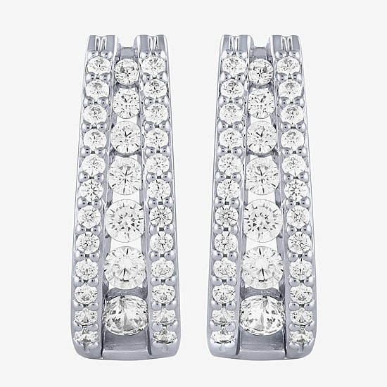 (G / Si2) Womens 1 1/2 CT. T.W. Lab Grown White Diamond 14K Gold 20.9mm Hoop Earrings