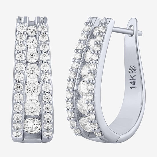 1½ CT. T.W. Certified Diamond 14K White or Yellow Gold Hoop Earrings