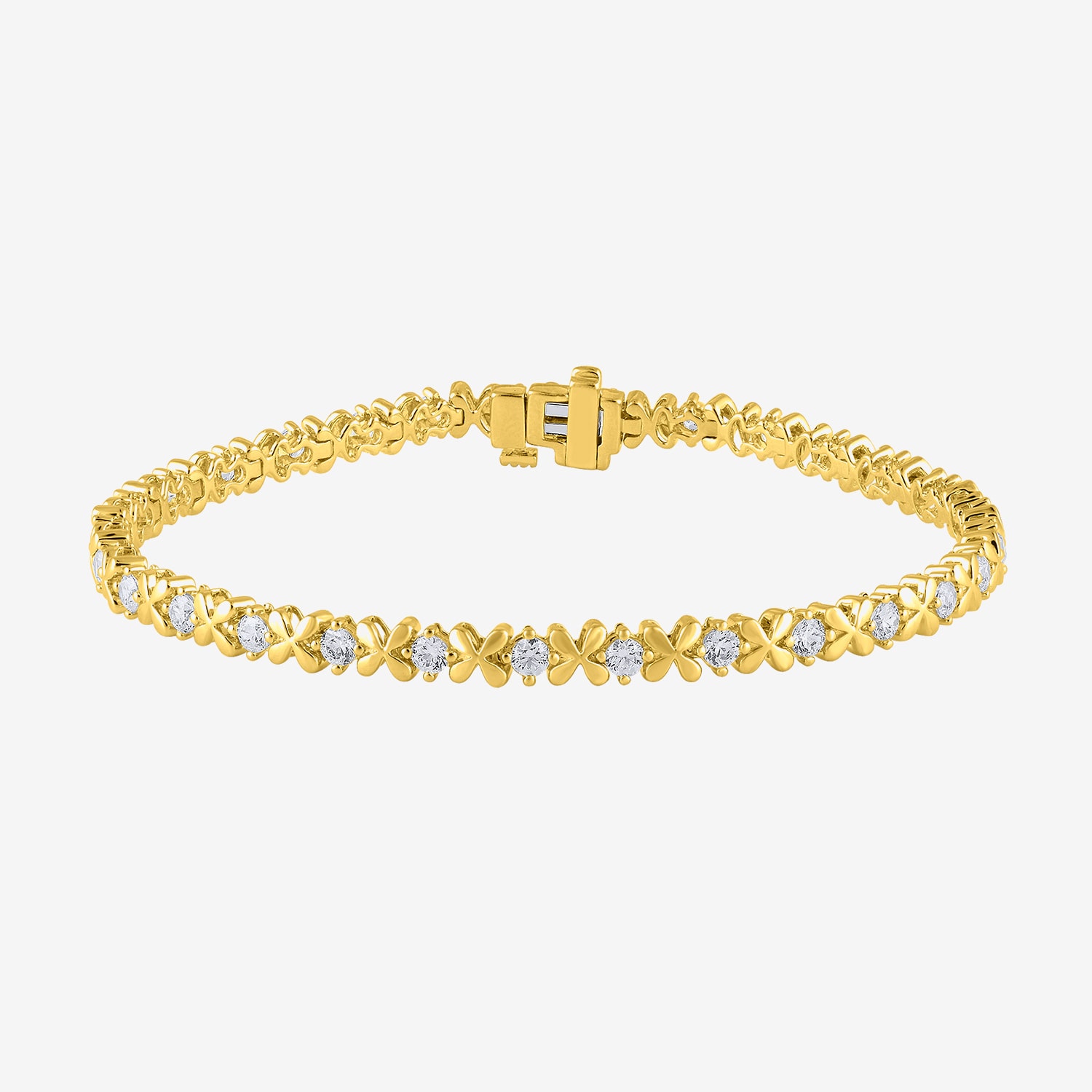 (G / Si2) Womens 2 CT. T.W. Lab Grown White Diamond 10K Gold 7.25 Inch Tennis Bracelet