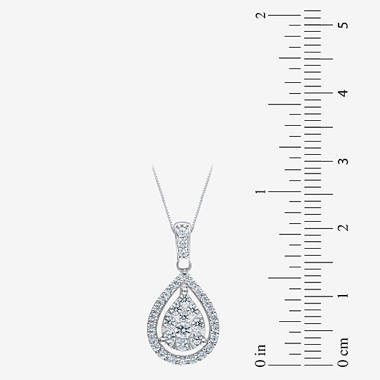 Womens 1/2 CT. T.W. Natural White Diamond 14K Gold Pear 18 Inch Pendant Necklace