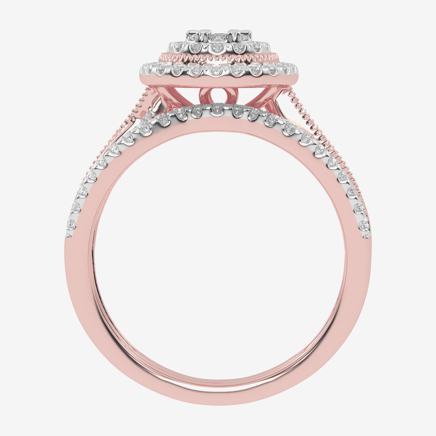 Womens / CT. T.W. Natural Diamond 10K Gold Round Side Stone Halo Bridal Set