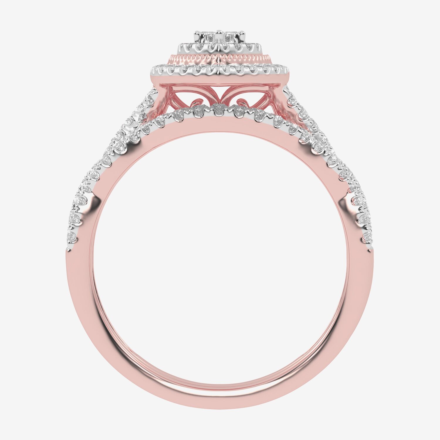Womens 1/2 CT. T.W. Natural White Diamond 10K Gold Marquise Side Stone Halo Bridal Set