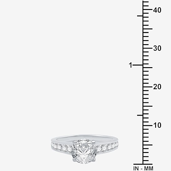 (F / SI2) Signature By Modern Bride Womens 2 1/2 CT. T.W. Lab Grown White Diamond Round Channel Bridal Set In 10K Gold