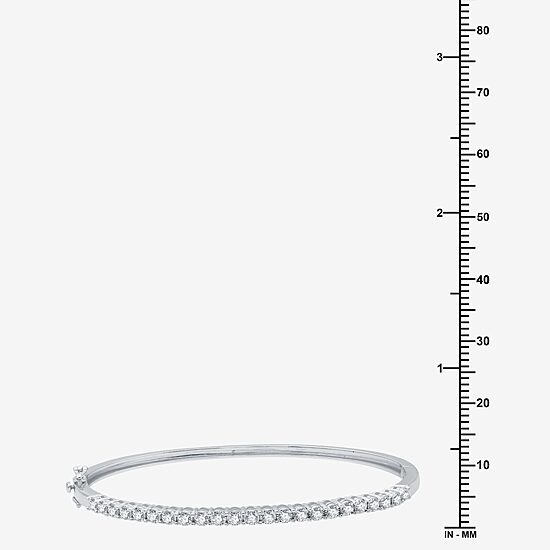 (H-I / I1) Womens 1 CT. T.W. Lab Grown White Diamond Sterling Silver Bangle Bracelet