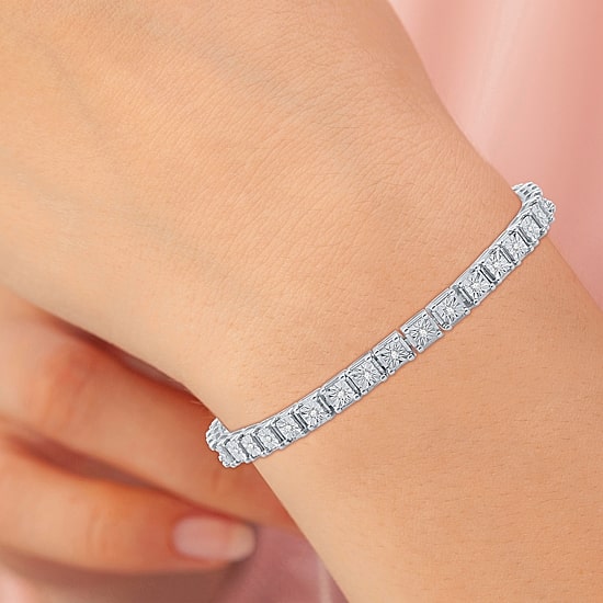 Womens 1/2 CT. T.W. Natural White Diamond Sterling Silver 7.5 Inch Tennis Bracelet